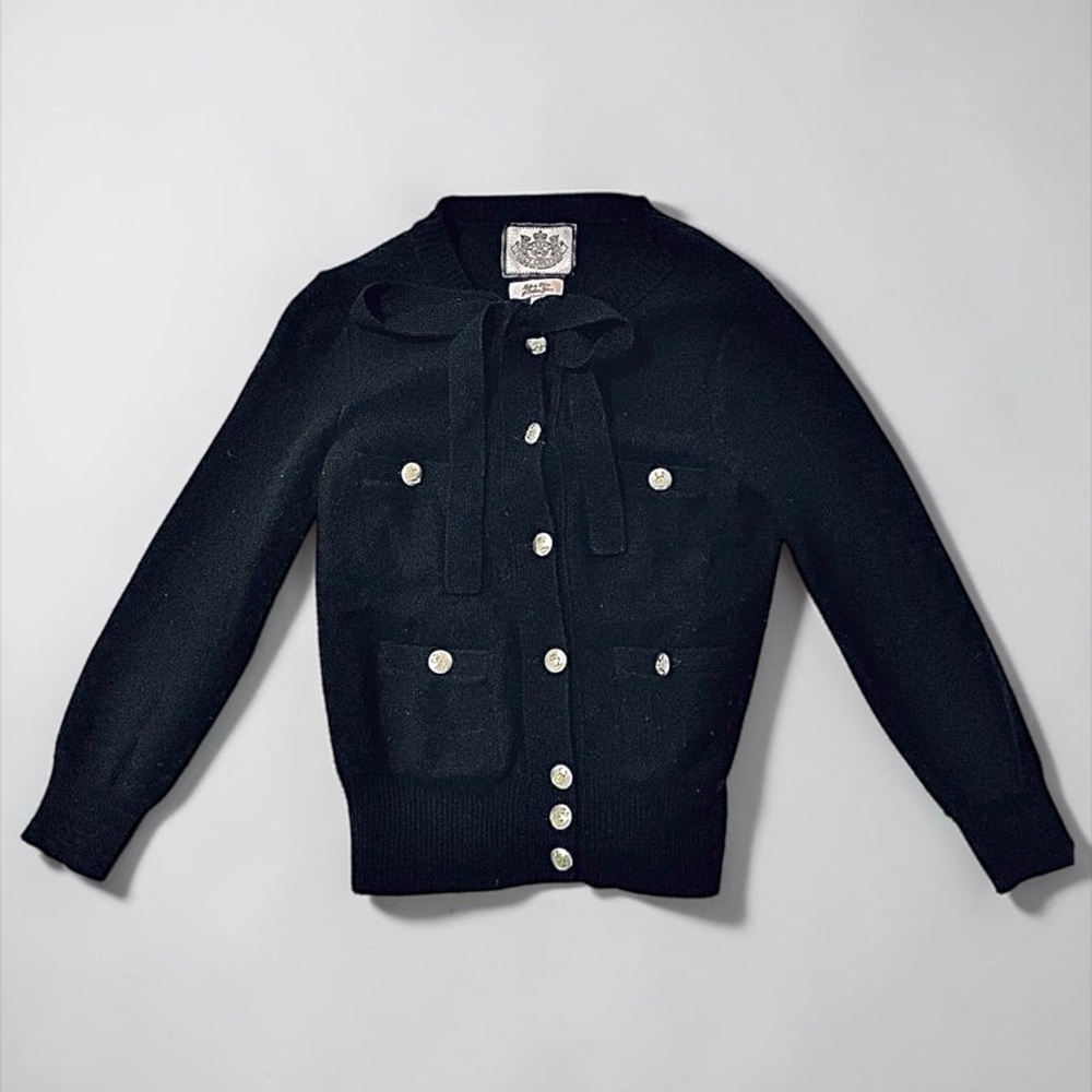 Vintage Juicy Couture black cashmere cardigan with bow